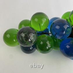 VTG Mid Century Lucite Acrylic Grape Cluster Green Blue Driftwood Stem 12 READ