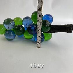 VTG Mid Century Lucite Acrylic Grape Cluster Green Blue Driftwood Stem 12 READ