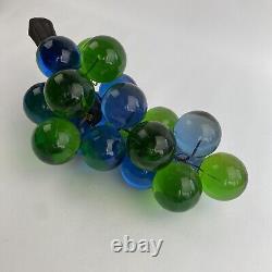 VTG Mid Century Lucite Acrylic Grape Cluster Green Blue Driftwood Stem 12 READ