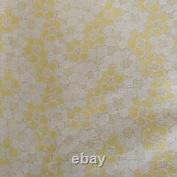 VTG Mid Century Modern MCM Yellow Floral Daisy Polyester Fabric 3 yds 108 x 64