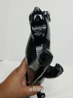 VTG Mid Century Modern Obsidian Black CATPantherJaguar 15 SculptureStatueFigure