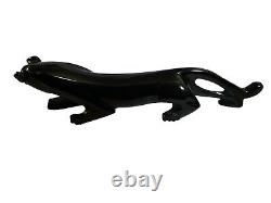 VTG Mid Century Modern Obsidian Black CATPantherJaguar 15 SculptureStatueFigure