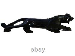 VTG Mid Century Modern Obsidian Black CATPantherJaguar 15 SculptureStatueFigure