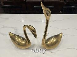 VTG Mid Century Modern Polished Brass Swans 11 and 16 Figures Figurines Figure