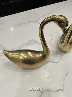 VTG Mid Century Modern Polished Brass Swans 11 and 16 Figures Figurines Figure