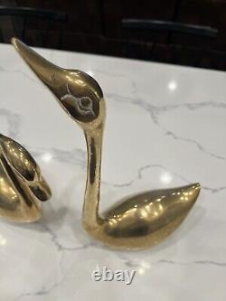 VTG Mid Century Modern Polished Brass Swans 11 and 16 Figures Figurines Figure