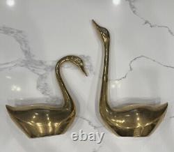 VTG Mid Century Modern Polished Brass Swans 11 and 16 Figures Figurines Figure