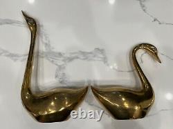 VTG Mid Century Modern Polished Brass Swans 11 and 16 Figures Figurines Figure