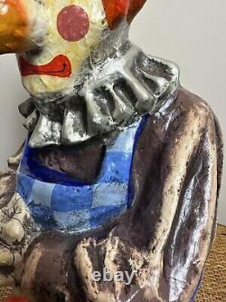 VTG Mid Century Paper Mache Clown Folk Art Sculpture Style Like Jeanne Valentine