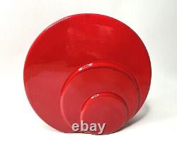VTG Mid Century Post Modern Art Deco Trenton TAC Style Circle Disc Flat Vase Red