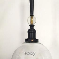 VTG Mid Century Style Pendant Glass Globe Ceiling Light / Lamp Black & Gold