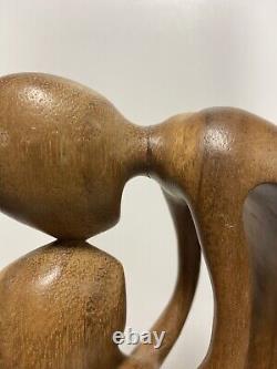 VTG. Mid Century WOOD SCULPTURE CARVING CUBISM MODERNISM ABSTRACT Couple
