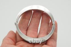 VTG Mid Century sterling silver Modern square edge geometric oval hinge bracelet