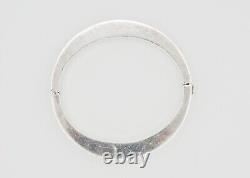 VTG Mid Century sterling silver Modern square edge geometric oval hinge bracelet
