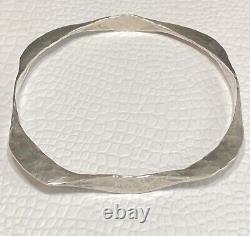 VTg MID CENTURY MODERN STERLING SILVER BANGLE BRACELET HAMMERED SQUARE DESIGN