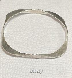 VTg MID CENTURY MODERN STERLING SILVER BANGLE BRACELET HAMMERED SQUARE DESIGN