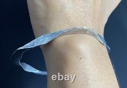 VTg MID CENTURY MODERN STERLING SILVER BANGLE BRACELET HAMMERED SQUARE DESIGN