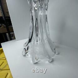 Vintage Art Vannes French Mid Century Crystal Large Splash Vase 15 x 12 NICE