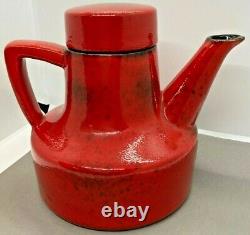 Vintage MCM Metlox Red Teapot Coffee Tea Modern Mid-Century Art Pottery 4550