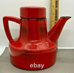 Vintage MCM Metlox Red Teapot Coffee Tea Modern Mid-Century Art Pottery 4550