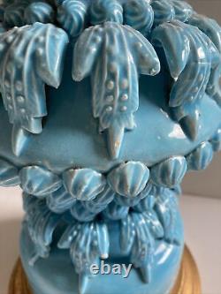 Vintage MID Century Bondia Valencia Spain Ceramic Lamp Base Blue Stunning Large