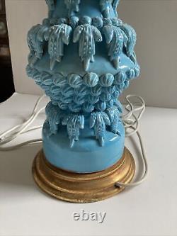 Vintage MID Century Bondia Valencia Spain Ceramic Lamp Base Blue Stunning Large