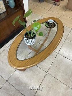 Vintage Mid Century 1960s Astro Style Oval Glass Topped Coffee Table
