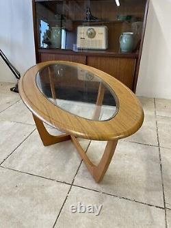 Vintage Mid Century 1960s Astro Style Oval Glass Topped Coffee Table