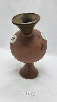 Vintage Mid Century Design West Double Sided Face Vase Modern Pottery 9.5 Tall