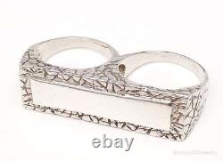 Vintage Mid Century Double Finger Silver Ring Sizes 9.25 / 11
