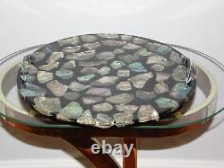 Vintage Mid Century Large 14 Black Lucite Abalone Shell Tray New Designs Inc