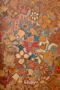 Vintage Mid Century Large Floral Design Painting on Canvas. C1960's /70's
