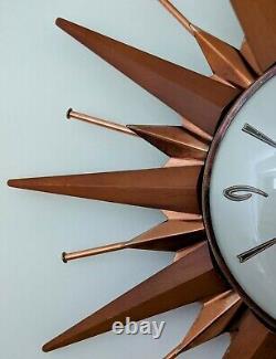 Vintage Mid Century Metamec Sunburst Wall Clock Working