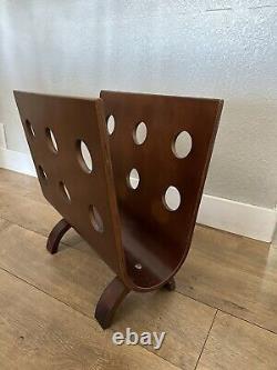 Vintage Mid Century Modern Alvar Aalto Style Bentwood Magazine Record Rack Wood