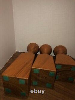 Vintage Mid Century Modern Danske Wood Candle Holders/ Pillars (set Of 3) MCM