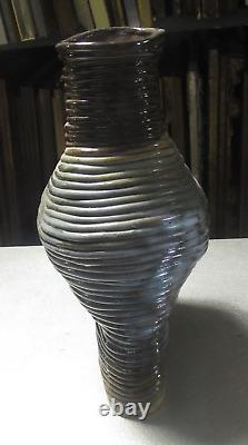 Vintage Mid Century Modern Handmade Abstract Coil Pottery Vase 17 x 11