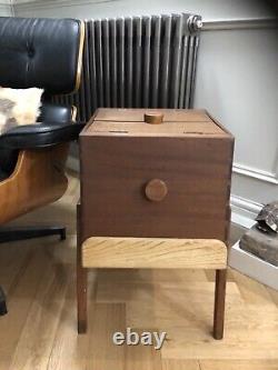 Vintage Mid Century Modernist Teak Sewing Box Side Table Retro Danish Asymmetric
