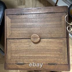 Vintage Mid Century Modernist Teak Sewing Box Side Table Retro Danish Asymmetric