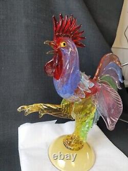 Vintage Mid-Century Murano Glass Rooster 14 Italy