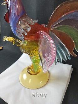 Vintage Mid-Century Murano Glass Rooster 14 Italy