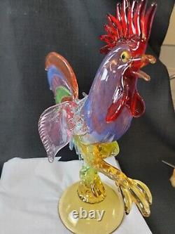 Vintage Mid-Century Murano Glass Rooster 14 Italy