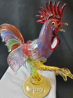 Vintage Mid-Century Murano Glass Rooster 14 Italy