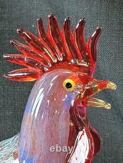 Vintage Mid-Century Murano Glass Rooster 14 Italy