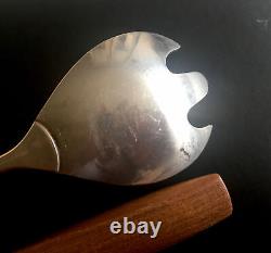 Vintage Mid Century Norwegian Modern Salad Serving Utensils- Wood Handles