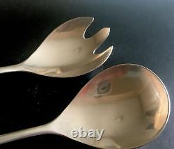 Vintage Mid Century Norwegian Modern Salad Serving Utensils- Wood Handles