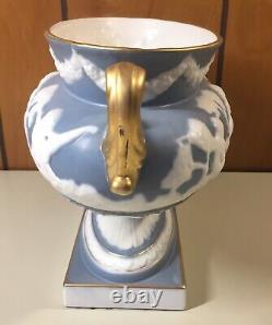 Vintage Mid Century Paul's Italy Blue White Cherub Porcelain Footed Bowl