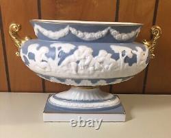 Vintage Mid Century Paul's Italy Blue White Cherub Porcelain Footed Bowl