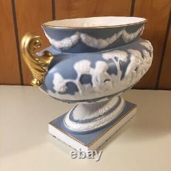 Vintage Mid Century Paul's Italy Blue White Cherub Porcelain Footed Bowl