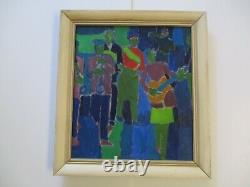 Vintage Painting Southern Street Musician Jazz Band MID Century Modernist Rare