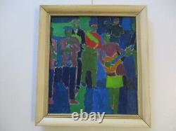 Vintage Painting Southern Street Musician Jazz Band MID Century Modernist Rare